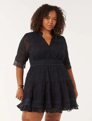 Lillian Curve Trim Skater Dress