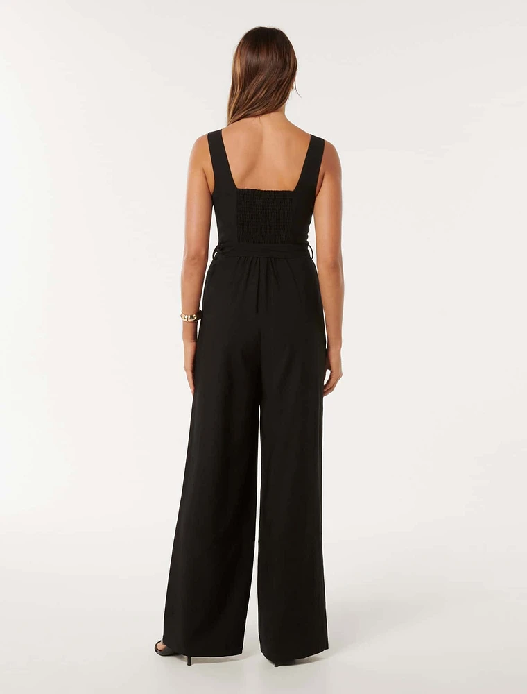 Maja Wide-Leg Belted Jumpsuit