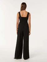 Maja Wide-Leg Belted Jumpsuit