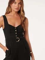 Maja Wide-Leg Belted Jumpsuit