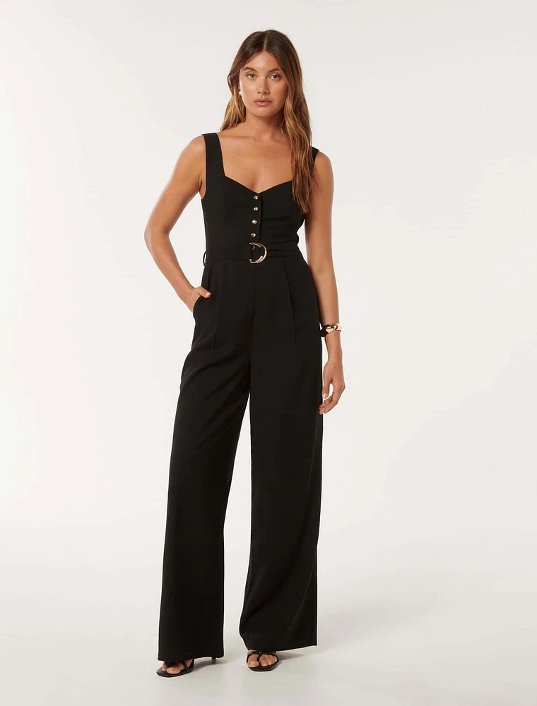 Maja Wide-Leg Belted Jumpsuit