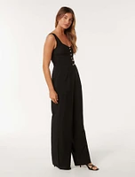 Maja Wide-Leg Belted Jumpsuit