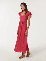 Darla Petite Flutter-Sleeve Midi Dress Dark Red - 0 to 12 Women's Dresses