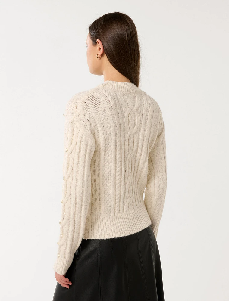 Marie Pearl Embellished Sweater