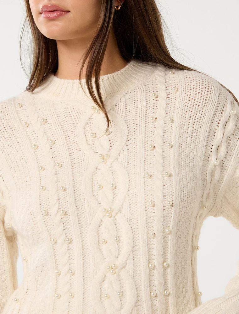 Marie Pearl Embellished Sweater