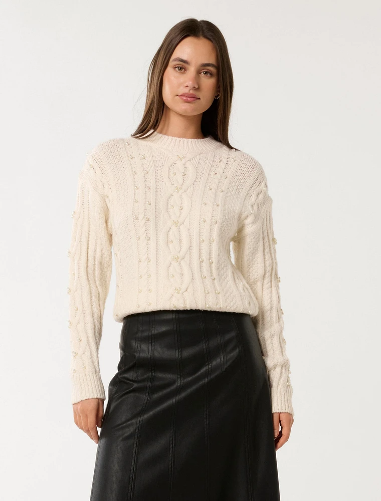 Marie Pearl Embellished Sweater