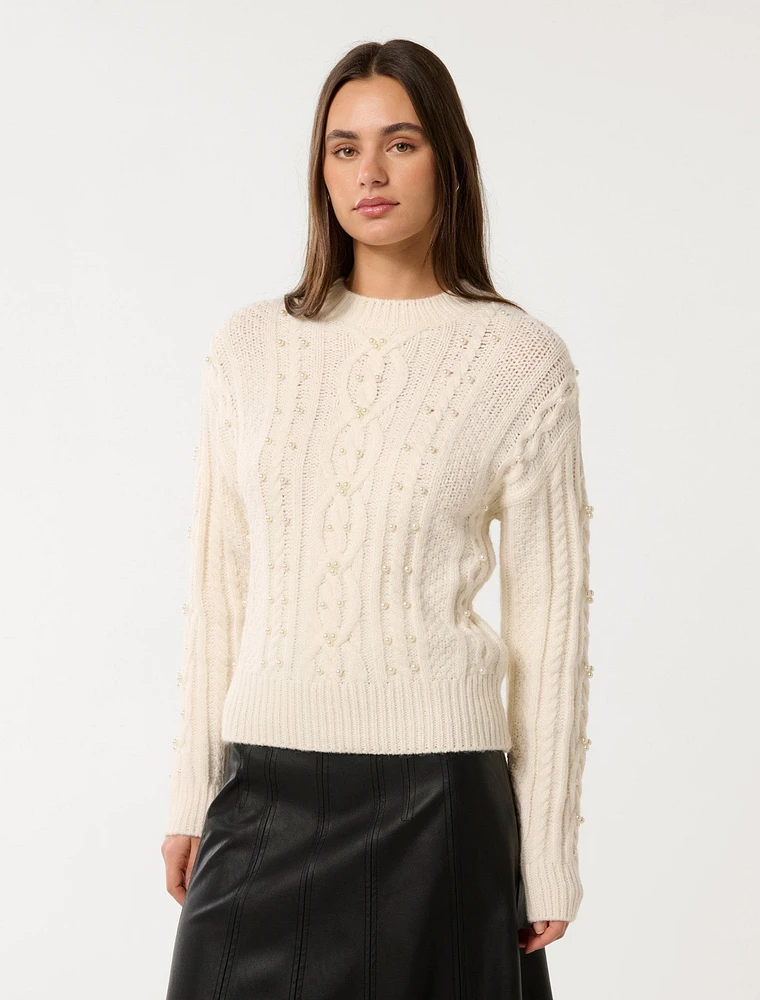 Marie Pearl Embellished Sweater