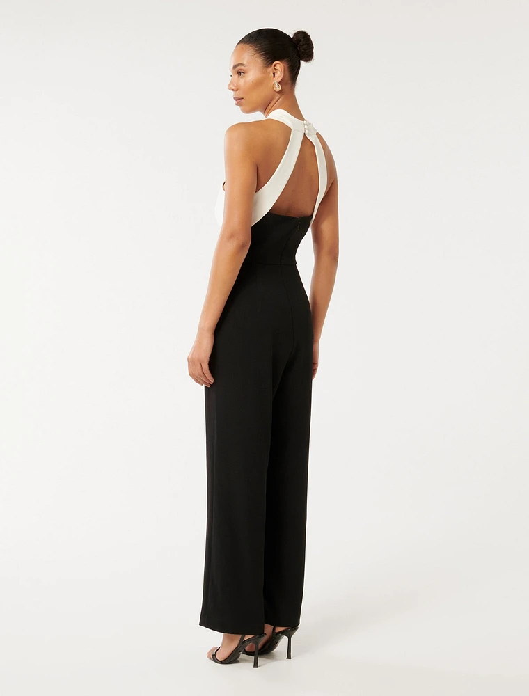 Andie Contrast Halter Jumpsuit