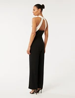 Andie Contrast Halter Jumpsuit