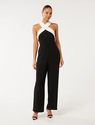 Andie Contrast Halter Jumpsuit