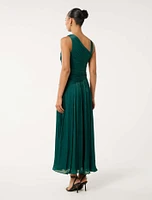 Nya Metallic Asymmetrical Maxi Dress