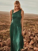 Nya Metallic Asymmetrical Maxi Dress