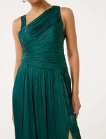 Nya Metallic Asymmetrical Maxi Dress