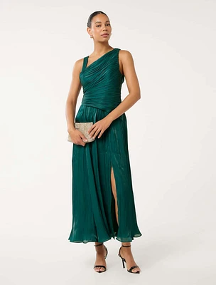 Nya Metallic Asymmetrical Maxi Dress