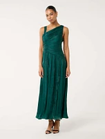 Nya Metallic Asymmetrical Maxi Dress