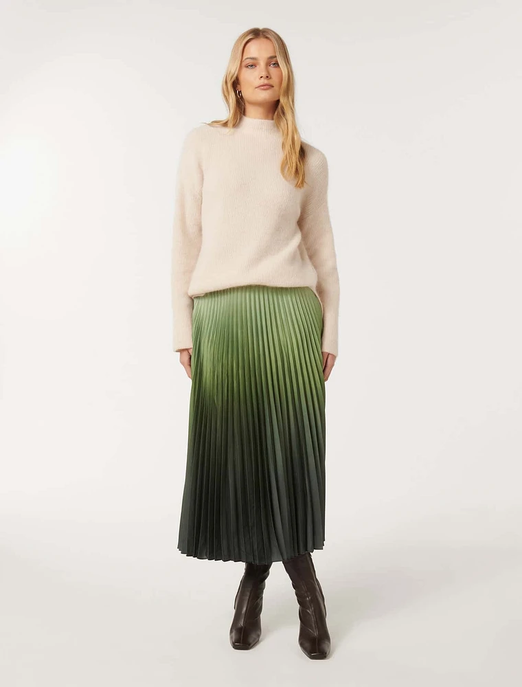 Evangeline Satin Pleated Maxi Skirt