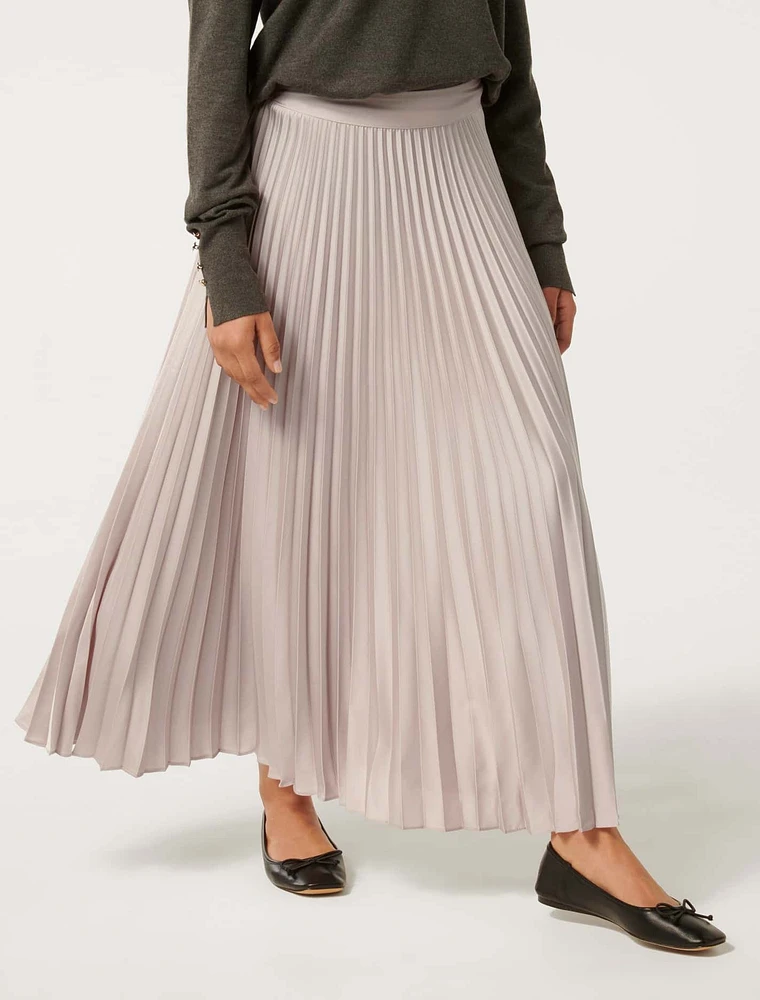 Estelle Petite Satin Pleated Skirt