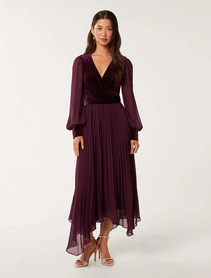 Margaret Velvet Pleat Midi