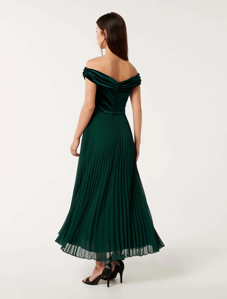 Rebecca Off Shoulder Velvet Gown