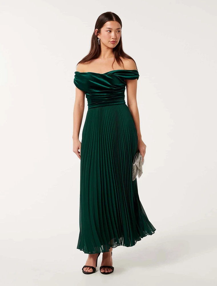 Rebecca Off Shoulder Velvet Gown