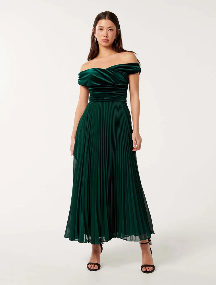 Rebecca Off Shoulder Velvet Gown