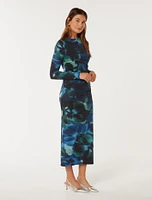 Loretta Ruched Jersey Midi Dress