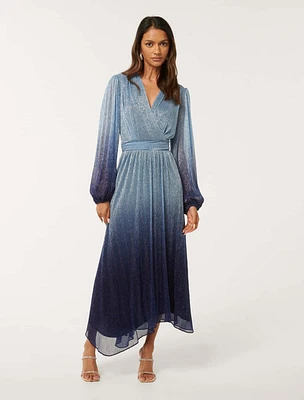 Gisele Petite Ombre Plisse Maxi Dress