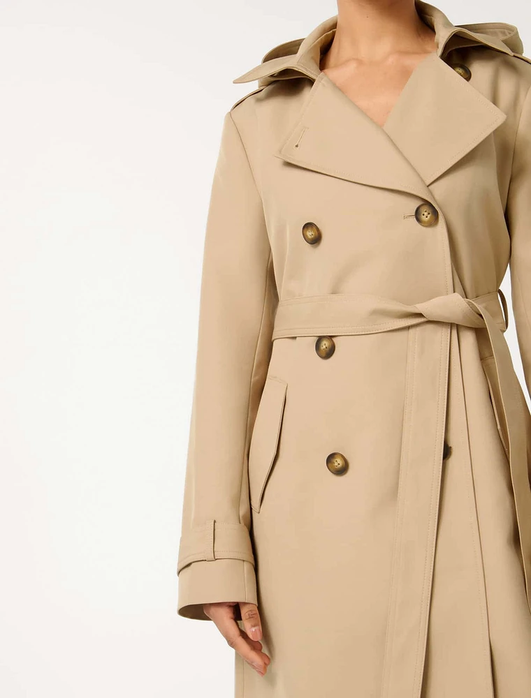 Maggie Hooded Petite Water Resistant Trench