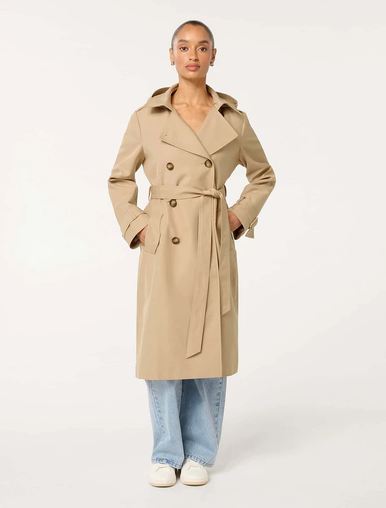 Maggie Hooded Petite Water Resistant Trench