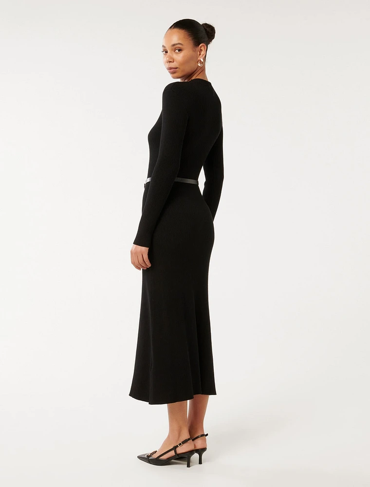 Leena Snaffle Belted Midi Dress