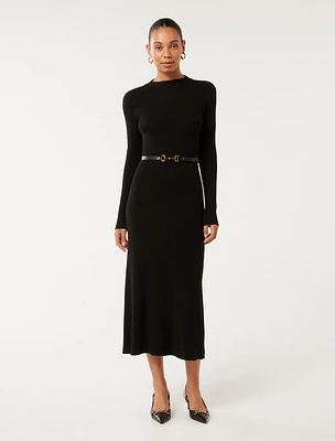 Leena Snaffle Belted Midi Dress