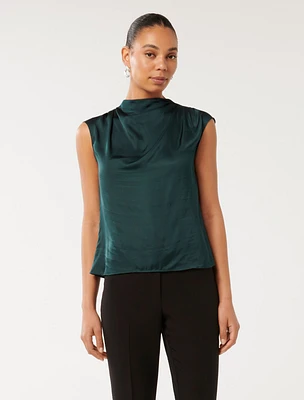 Jess Drape-Neck Blouse