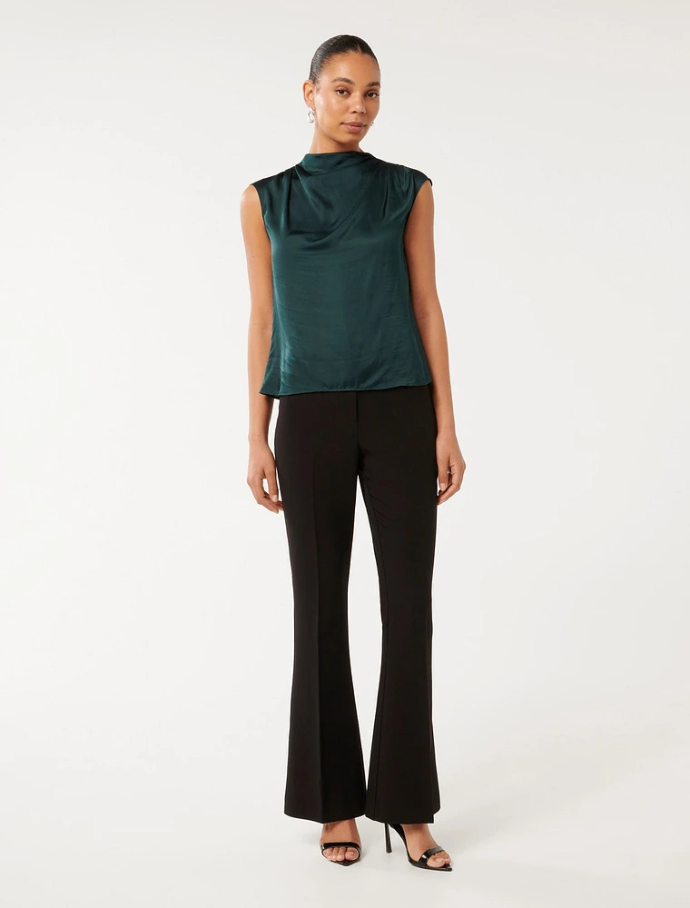 Jess Drape-Neck Blouse