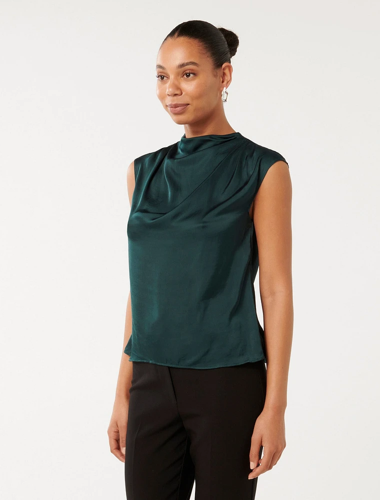 Jess Drape-Neck Blouse