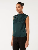 Jess Drape-Neck Blouse