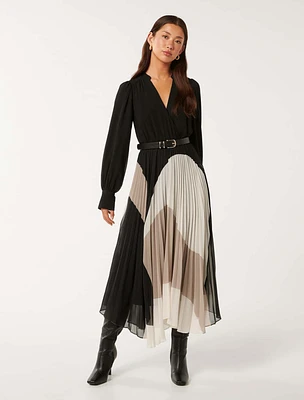 Milan Belted Pleat Midi Dress