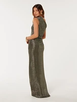 Bridget One-Shoulder Plisse Maxi Dress