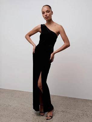 Beverly Velvet One-Shoulder Maxi Dress