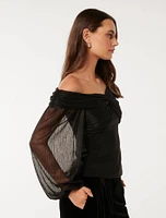 Alyssa Twist Front Plisse Top