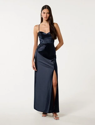Luna Corset Satin Maxi