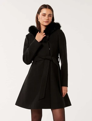 Josephine Faux Fur Hooded Coat