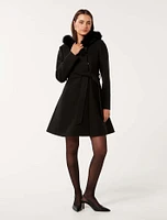 Josephine Faux Fur Hooded Coat