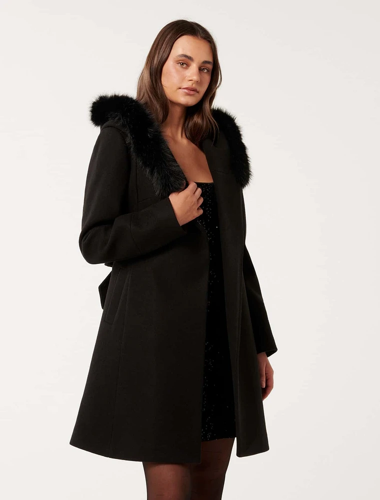 Josephine Faux Fur Hooded Coat