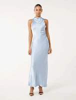 Michelle Open-Back Satin Maxi Dress