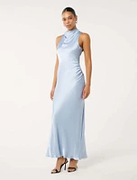 Michelle Open-Back Satin Maxi Dress