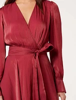 Mabel Metallic Wrap Midi Dress