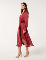 Mabel Metallic Wrap Midi Dress