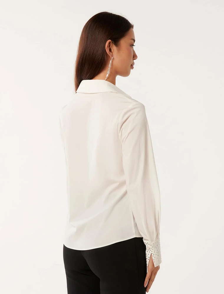 Honey Diamanté-Cuff Shirt