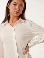 Honey Diamanté-Cuff Shirt