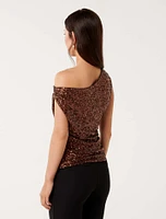 Kaylene Sequin Shoulder Top